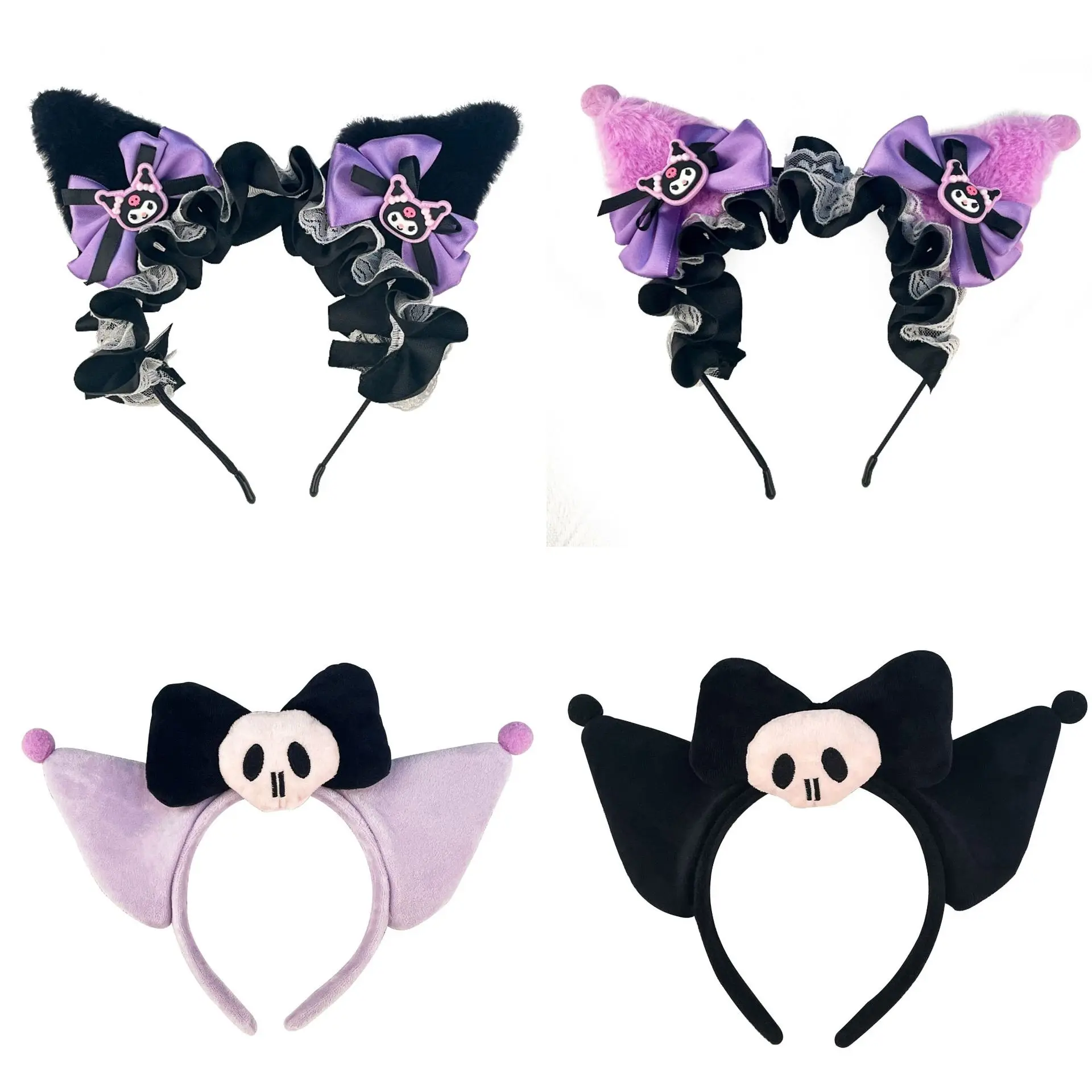 

Kawaii Anime Sanrio Kuromi Halloween Hair Band Cartoon Cute Bow Headdress Pumpkin Bat Hair Accessories Children Gifts for Girls