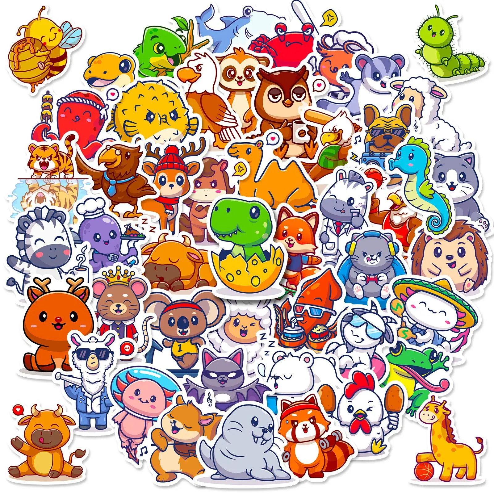 

50PCS Mix Cute Anime Animal Stickers Car Motorcycle Travel Luggage Phone Guitar Laptop Cartoon Sticker Decal Kid Toys