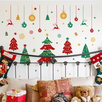 christmas tree snowflake hand painted wall stickers removable vinyl home eecor living room bedroom