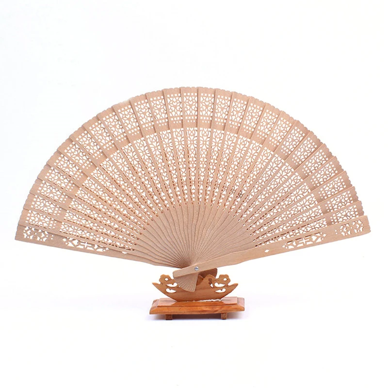 

Fashion Wedding Hand Fragrant Party Carved Bamboo Folding Fan Chinese Wooden Fan Vintage Hollow Antiquity Folding Fan Home Decor