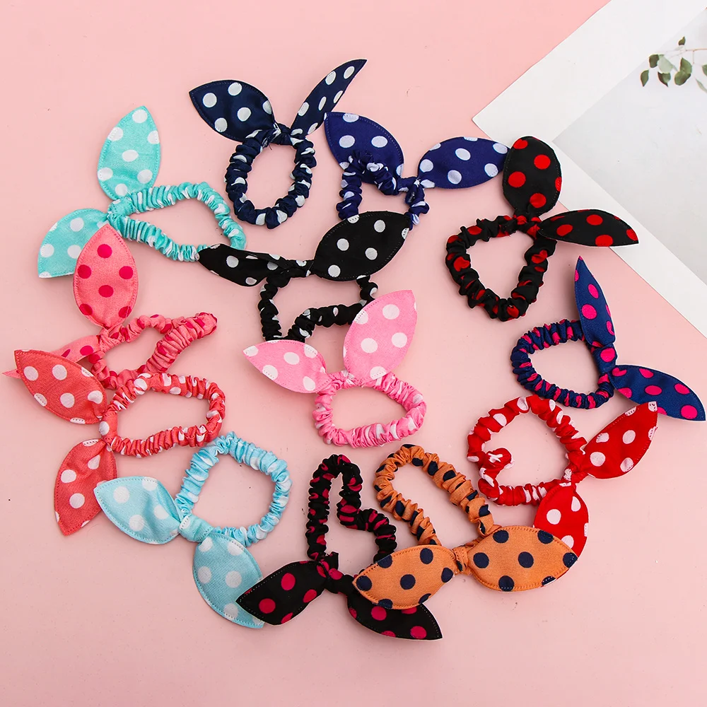 

10pcs Cute Rabbit Ear Hair Bands Korean Style Hair Ring Elastic Rubber Band Children Baby Headwear Fashion Hair Accessories