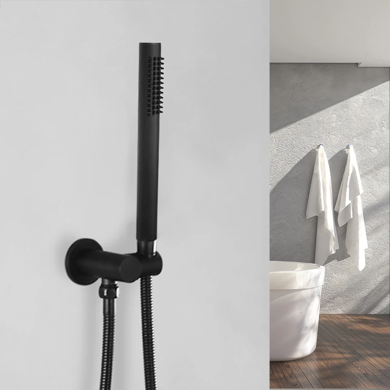 

Матовая черная Душевая насадка, съемный ручной дождевой распылитель, настенное крепление для ванной комнаты, латунный душ-распылитель с шлангом, держатель для душа