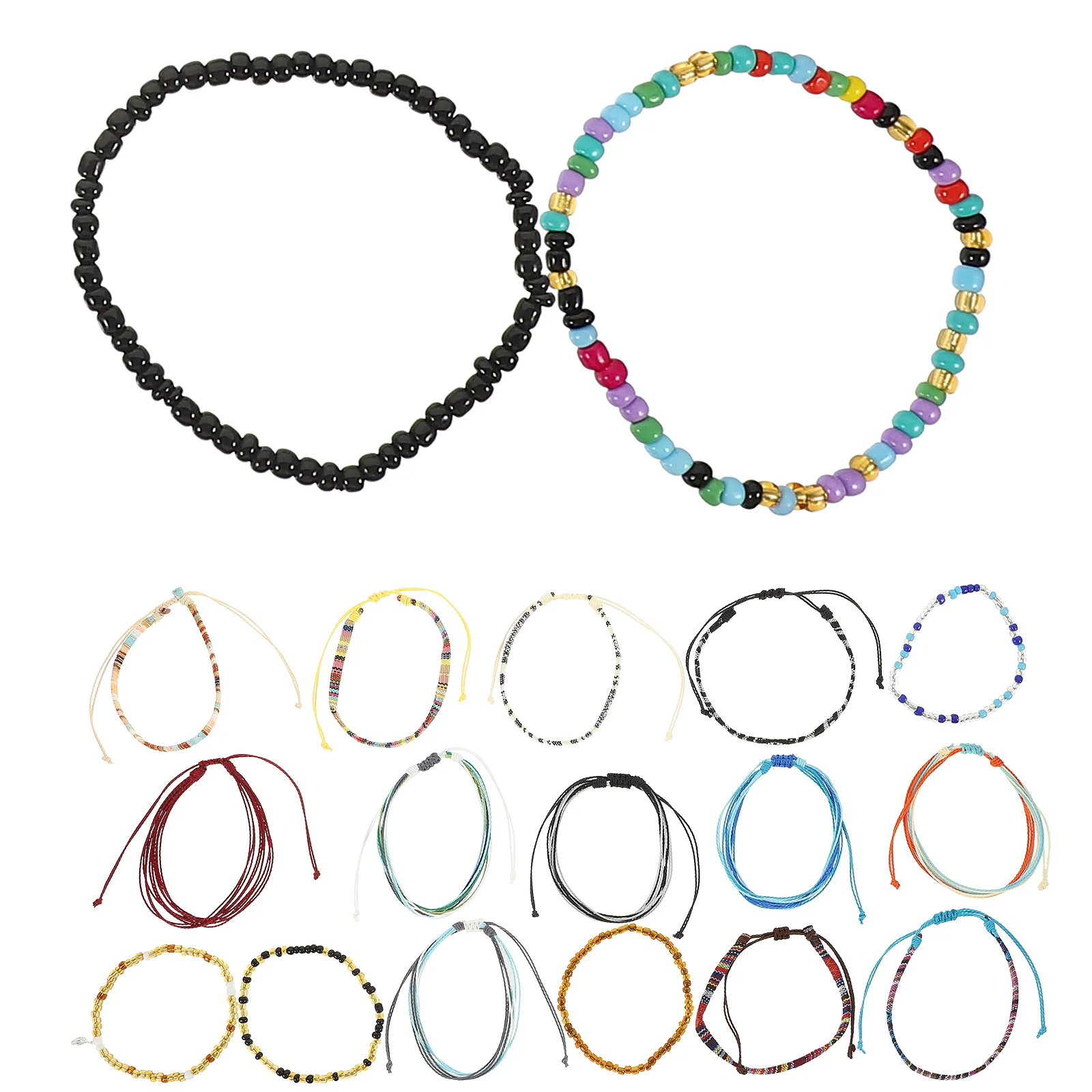

18pcs Colorful Beading Bracelets Bohemia Style Summer Bracelet Anklet for Women