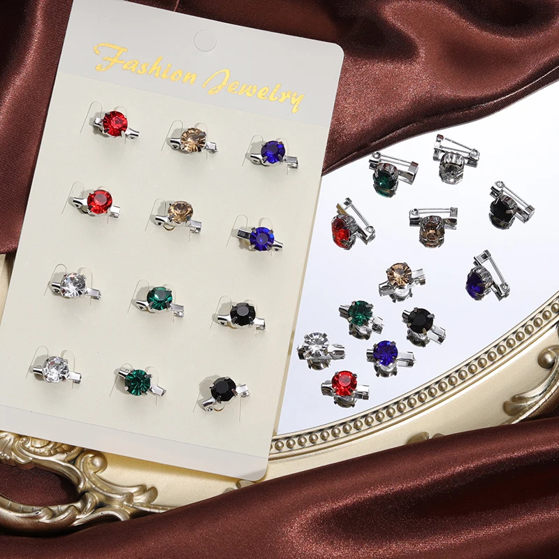 

Multicolor Muslim Hijab Scarf Brooch Rhinestone 12Pcs/Set Fashion Headscarf Shawl Ethnic Wholesale Women Safey Jewelry Islamic