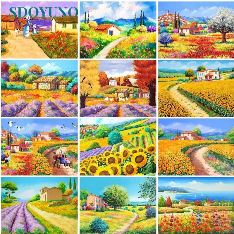 

SDOYUNO DIY Pictures By Number Kits Painting By Numbers Scenery Hand Painted Paintings Art Drawing On Canvas Gift Home Decor