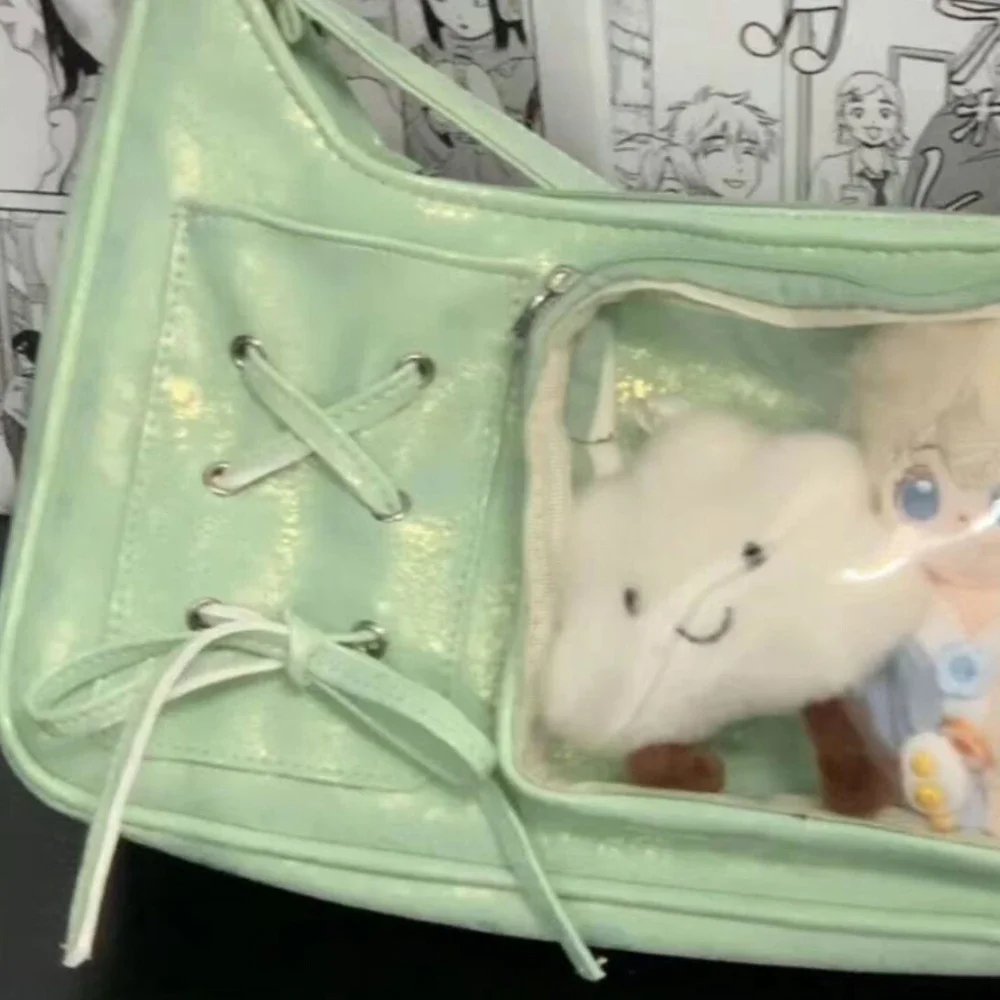 Милая Прозрачная женская сумка из искусственной кожи с лентой униформа JK через