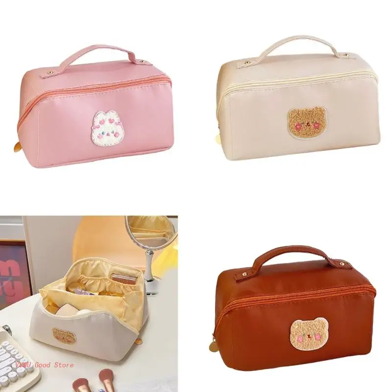 

Portable Zipper Makeup Bag Women PU Leather Cosmetic Bag Travel Organizers Box