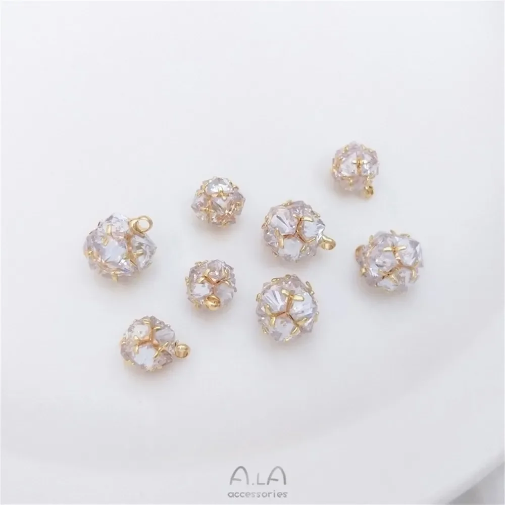 Новый кулон с бриллиантовым шаром 14-каратное золото инкрустированный цирконом в