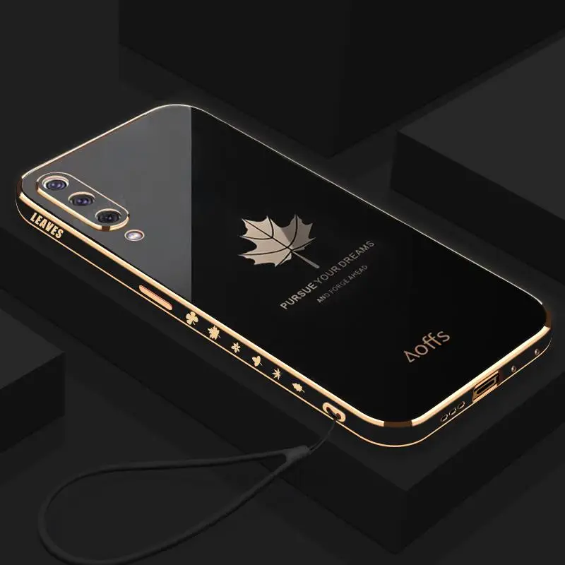 A 50 30s 70 Luxury Maple Leaf Lanyard Case For Samsung Galaxy A50 A70 A30s A7 2018 A20 A30 A21s A20s Plating Silicone Cover A50s