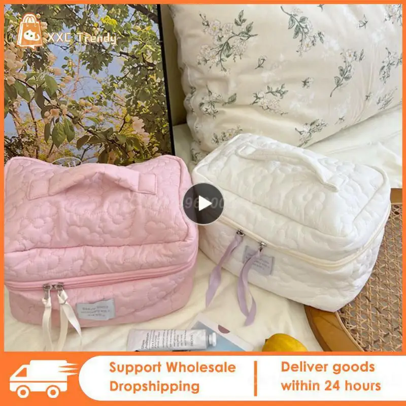 

1~5PCS Cute Cotton Padded Cosmetic Bag Korean Floral Quilted Clutch Bag Makeup Organizer Bags Cosmetic Pouch Women Toiletry