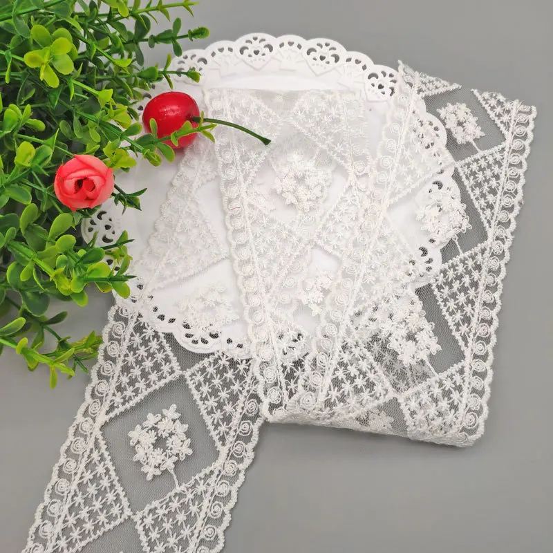 

7cm*4yards embroidery Geometric Cotton lace trims for Clothes Water soluable lace trimmings and ribbons DIY craft accessories