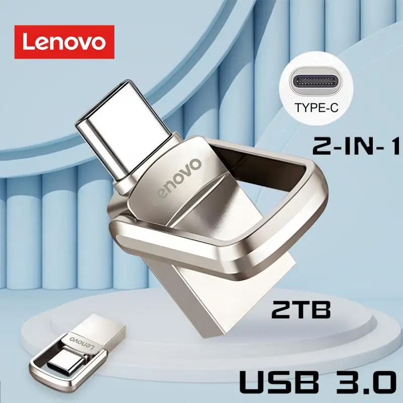 

Original Lenovo USB 3.0 Flash Drives 2TB high speed Hard Drive portable 1TB Type-C 2-IN-1 Pen Drive 512GB metal Memory Stick