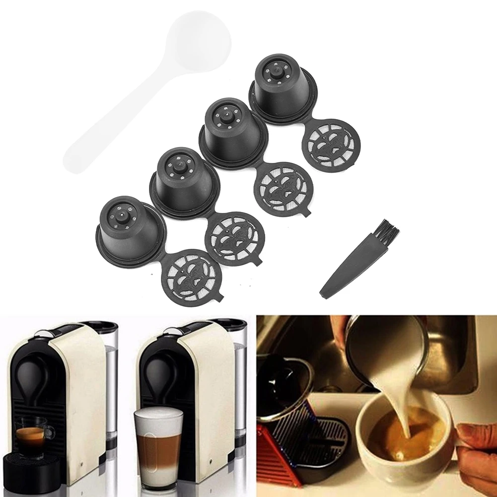 

6PCS For Nespresso Capsules Pods Refillable Coffee Capsule Cups With O-Ring Filter Compatible Coffee Machines Tea Basket Kitchen