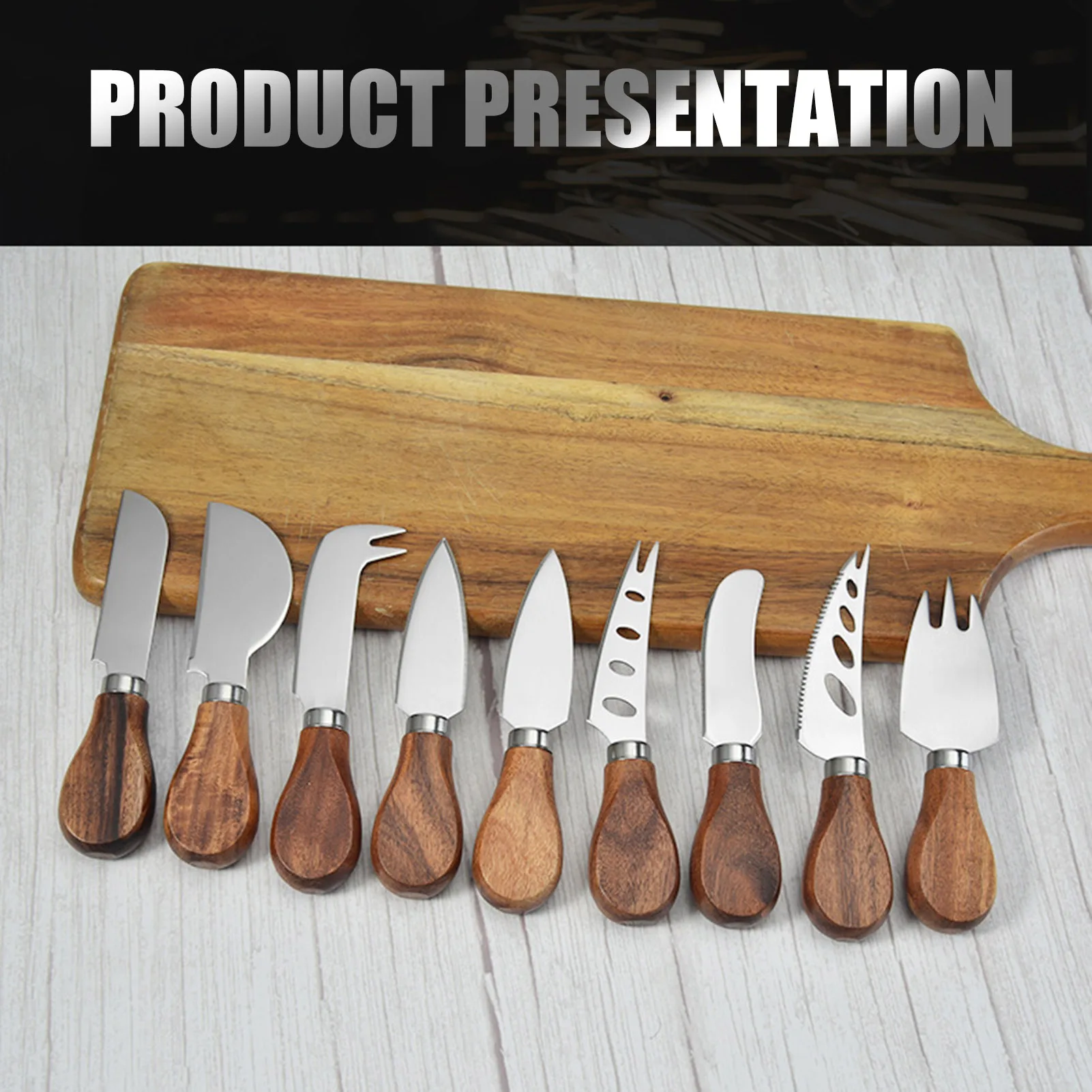 

1Pcs Cheese Knives Stainless Steel Aca-cia Wood Handle Cheese Cutter Charcuterie Slicer Cutter Butter Knife Kitchen Tools