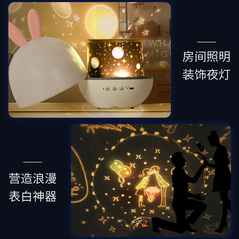 

Genie RC rabbit deer projector light LED charging rotating atmosphere night light kids gift