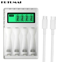 lcd display high speed usb 4 slot fast rechargeable battery charger short circuit protection aaaaa rechargeable battery station