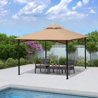 Two Colors 11x11 Ft Outdoor Patio Square Steel Gazebo Canopy With Double Roof For Lawn  Garden  Backyard