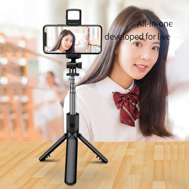 

Wireless bluetooth selfie stick tripod with LED fill light adjustable monopod selfie stck 2022 new Arrivals Favourite Genuine