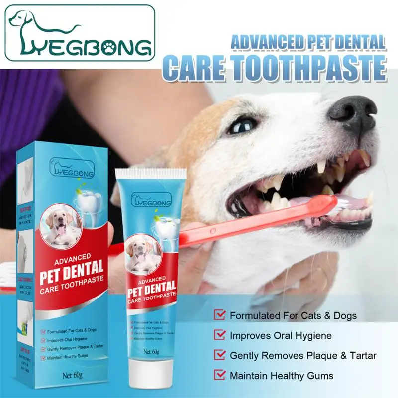 

2023 New Pet Toothpaste Reduce Tartar And Plaque Buildup Dog Oral Care Edible Toothpaste Dog Cat Fresh Breath Pets Products