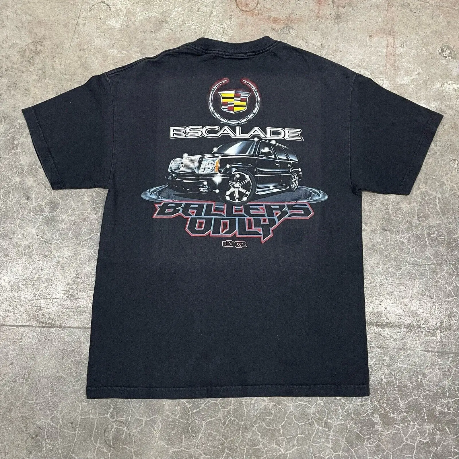 Винтажная яркая черная футболка Escalade с длинными рукавами большие размеры