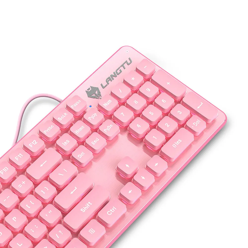2 IN 1 Pink Cute Girl Keyboard and Mouse Sets for PC 104 Keys Membrane Keybaord 1600DPI RGB Laptop Mousepad Free | Компьютеры и офис