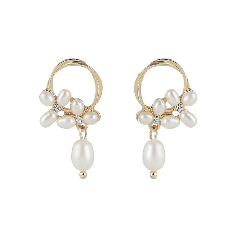 

925 Silver needle niche design short style senior sense temperament pearl earrings female