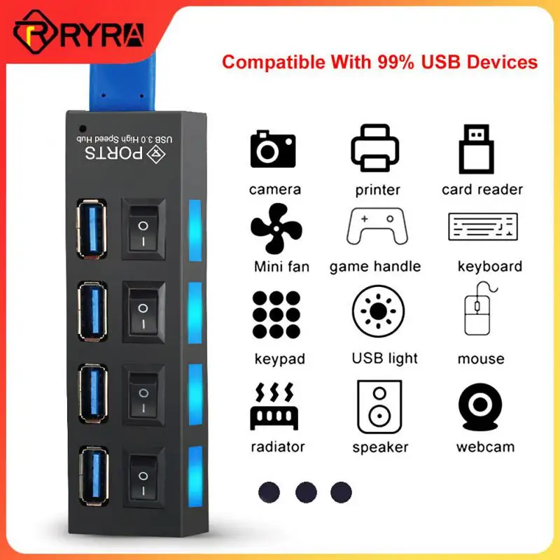 

USB-разветвитель RYRA на 4/7 портов, 3,0 дюйма, USB 3, USB 2,0