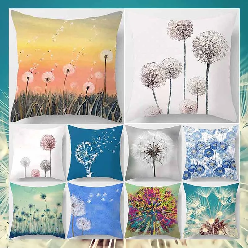 

Go with the wind dandelion print square pillowcase, used for home decoration, car sofa cushion cover(45cm * 45cm)
