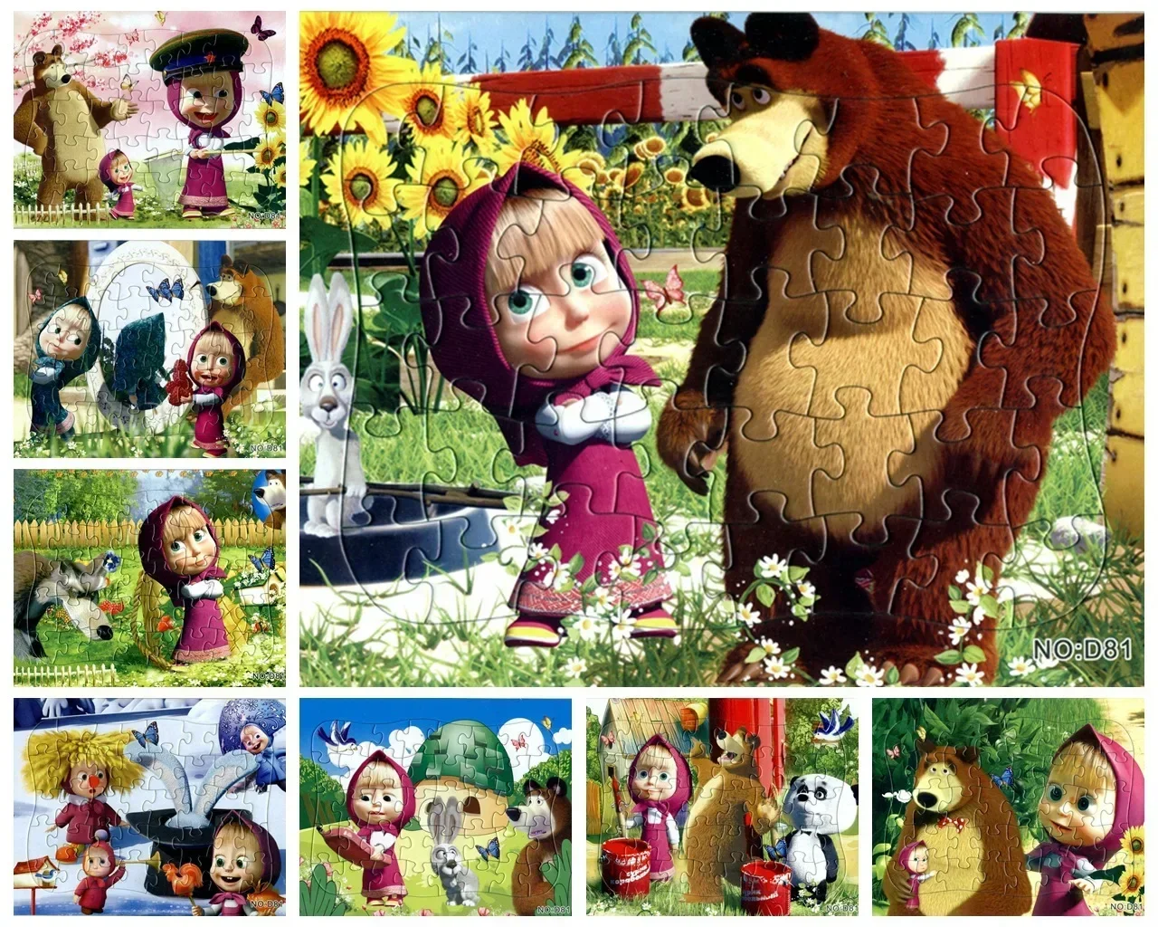 Фото Подарок на день рождения, пазл с надписью «MARTA and The Bear», бумажная сборка, мультяшный персонаж из аниме, плоская игрушка для родителей и детей №2