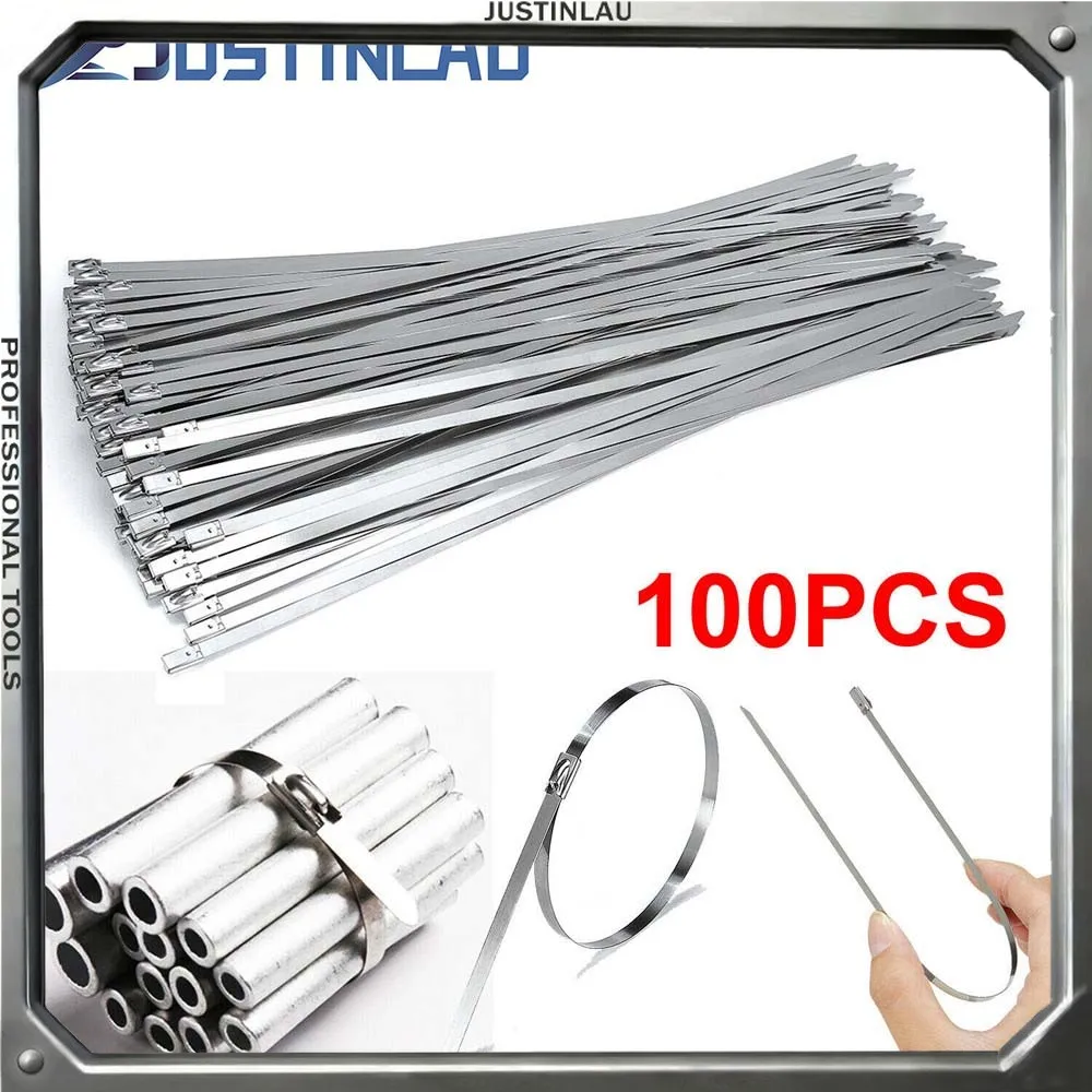 

Кабельные стяжки из нержавеющей стали, 100 мм, 304 шт., 4,6 #, сверхпрочные самоблокирующиеся, многоцелевые, металлические, для выхлопных газов