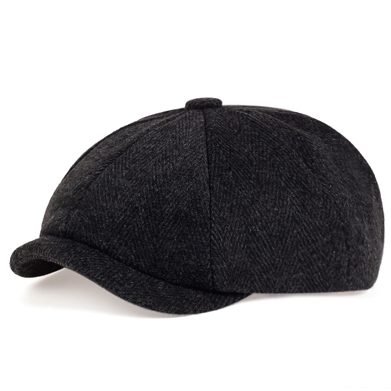 

Fashion Hat Autumn Winter Hats Men Beret Herringbone Cap Warm Newsboy Beret Caps Tweed British Style Octagonal Hats Send Friends
