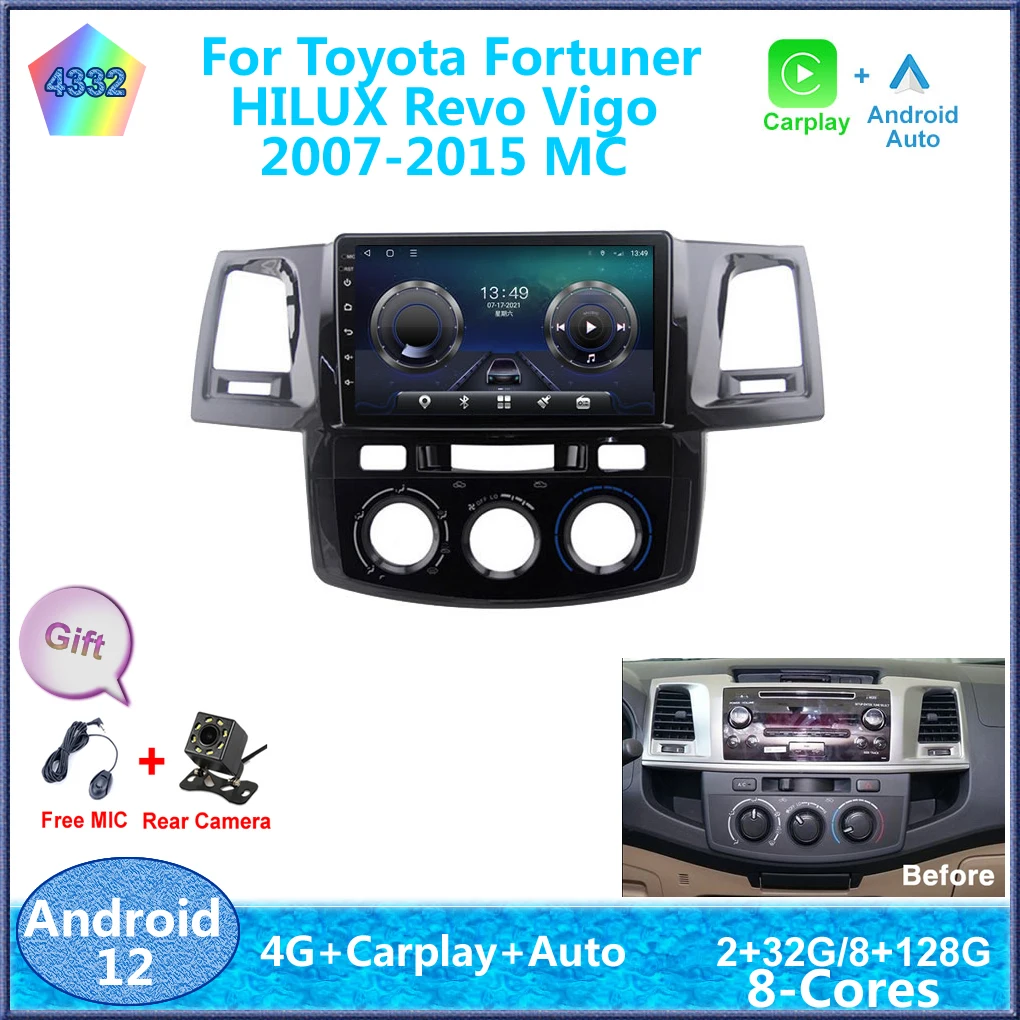 

9'' Android 12 Car Radio Multimedia For Toyota Fortuner HILUX Revo Vigo 2007-2015 MC GPS Navigation Navi Player Auto Stereo WIFI