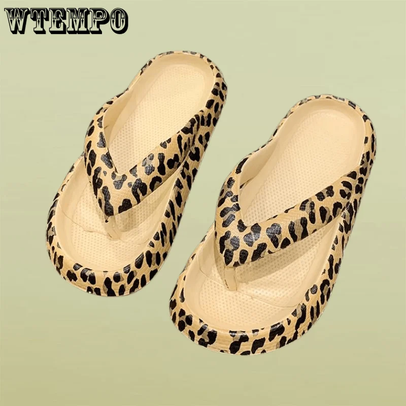 

WTEMPO Leopard Flip-Flops Summer Beach Non-Slip Slippers Outdoor Soft Sole Women's Comfortable Flip-Flop Wholesale Dropshipping