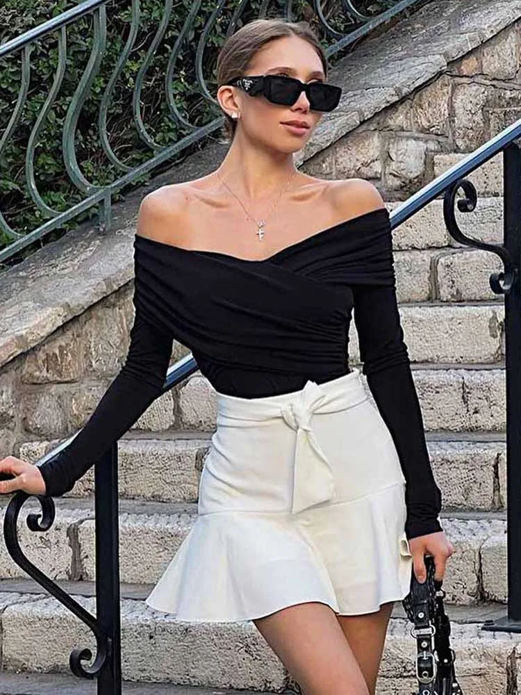 Autumn Black Bodysuits Women Sexy Backless Solid Corset Slim Fashion Crossed Long Sleeves Casual Lady Knitted Rompers