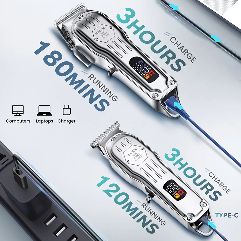 Профессиональная машинка для стрижки волос KIKIDO 2 в 1 электрический триммер бороды