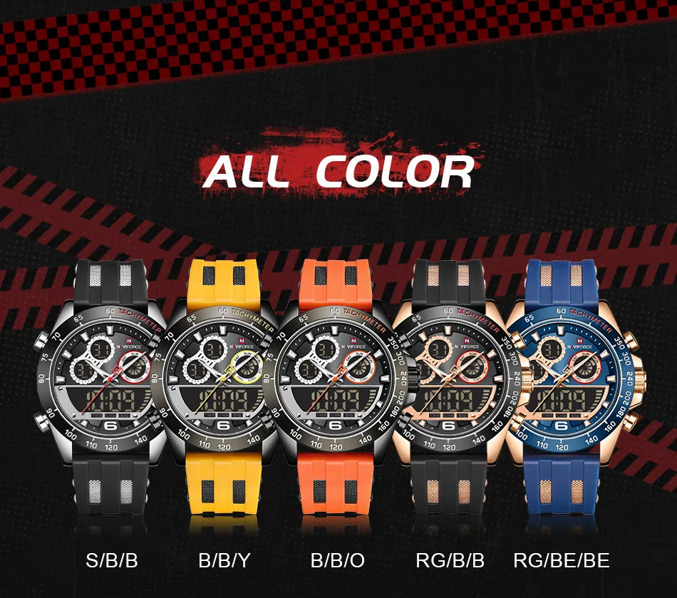 NAVIFORCE Модные светодиодные часы Мужские лучший бренд класса люкс синие резиновые