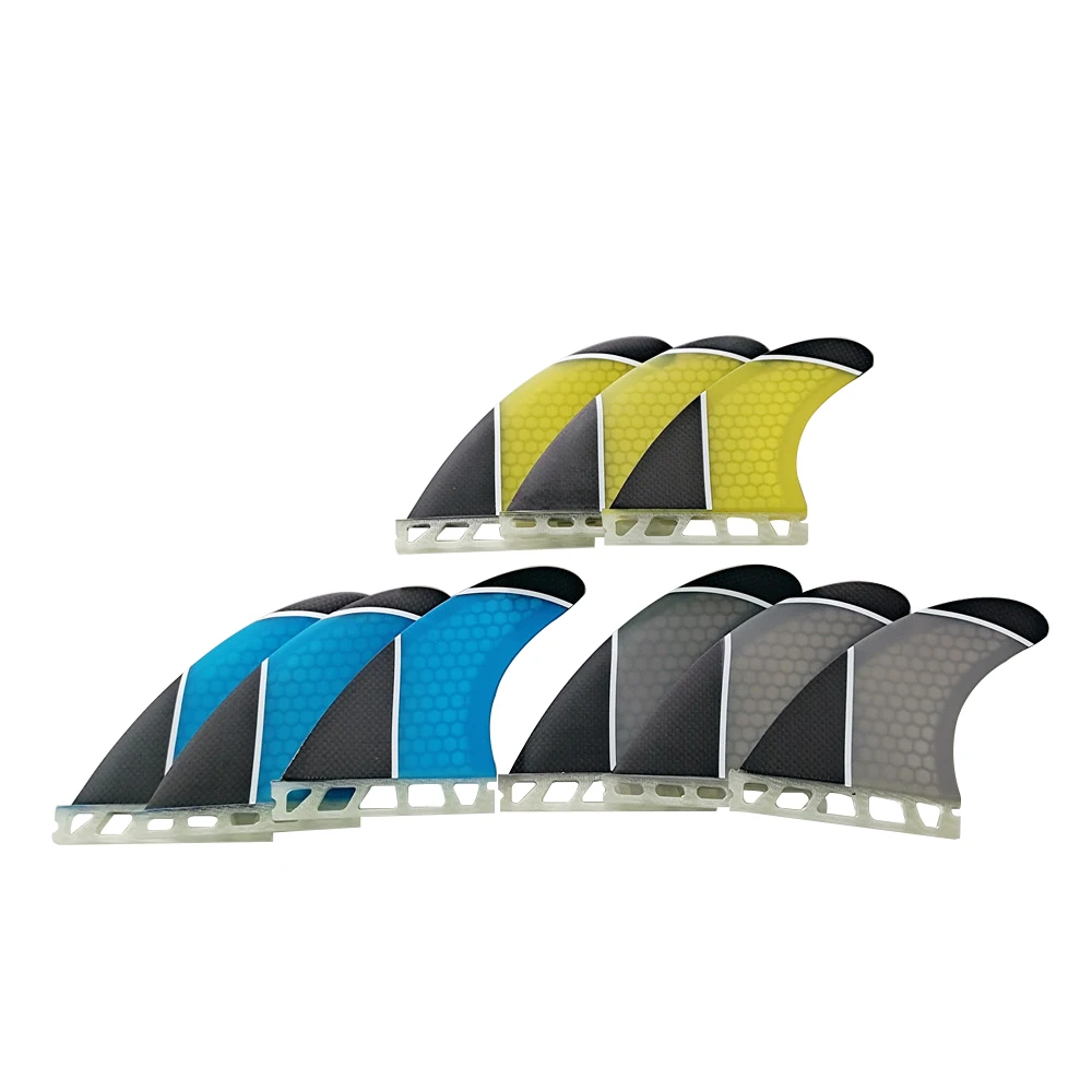 

SUP Board Fin Size PM-M Surfboard Fin Honeycomb Fibreglass Blue/Yellow/Grey Color Fins Single Tabs Quilhas Fins Water Sports