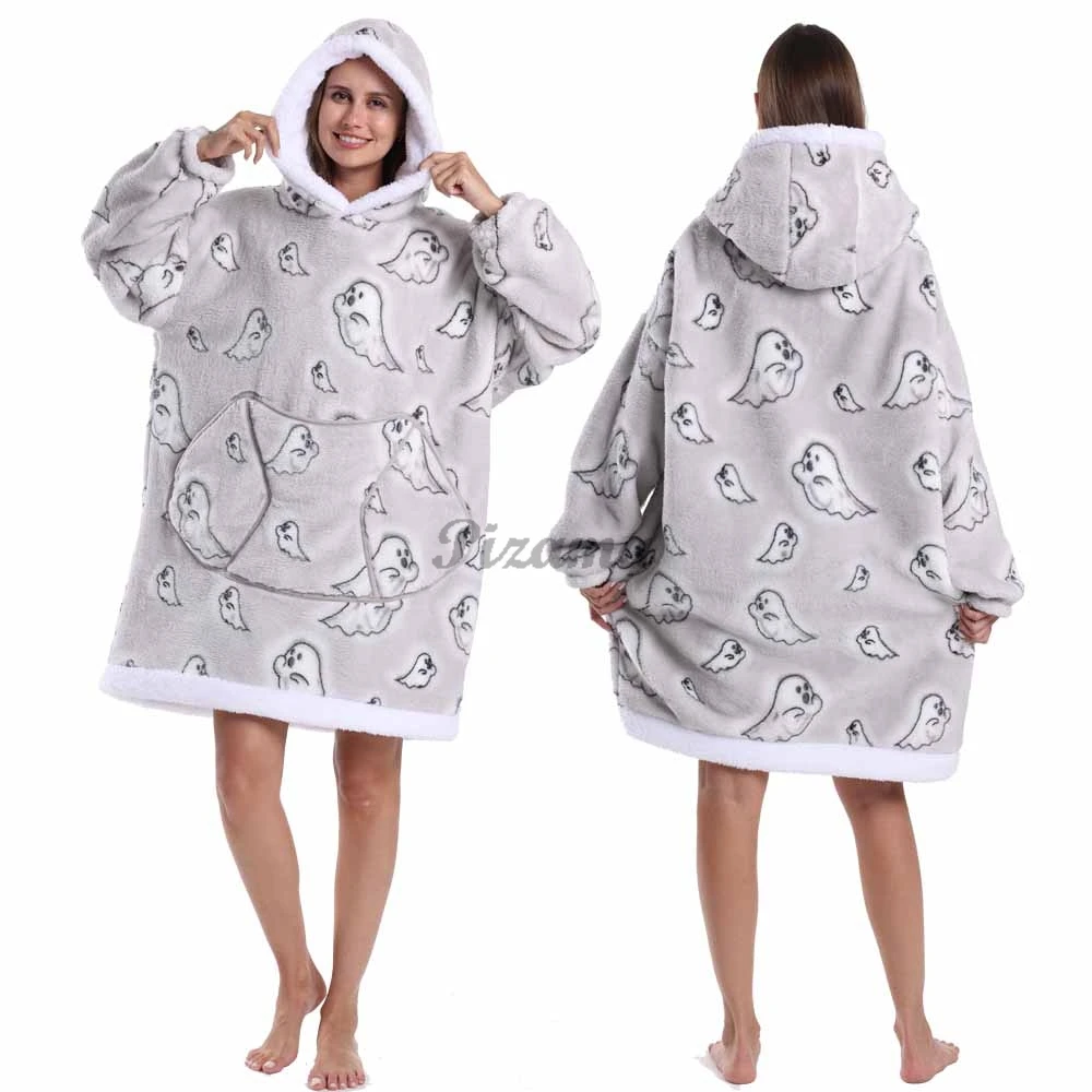 

Флисовый халат-плед с капюшоном для женщин и мужчин