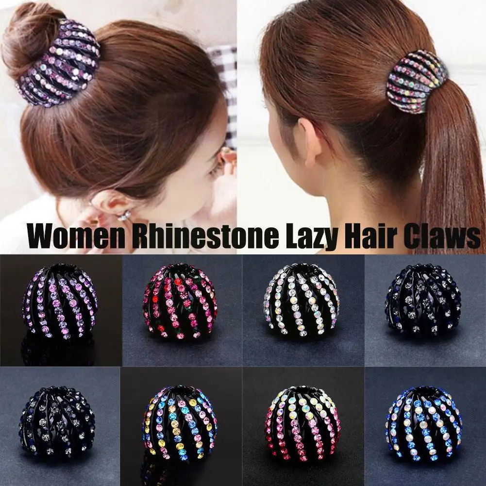 

Crystal Bird Nest Ball Hair Claws For Girls Hair Tie Lazy Hairpin Plate Hair Tie High Ponytail Fixed Grab Clip F7j7