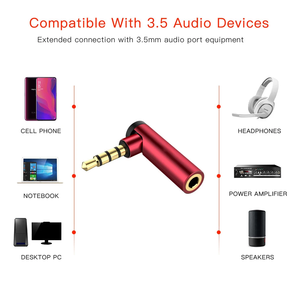 L TYPE 3.5mm Male to Female 90 Degree Right Angled Adapter Converter Headphone Audio Microphone Jack Stereo Plug Connector |