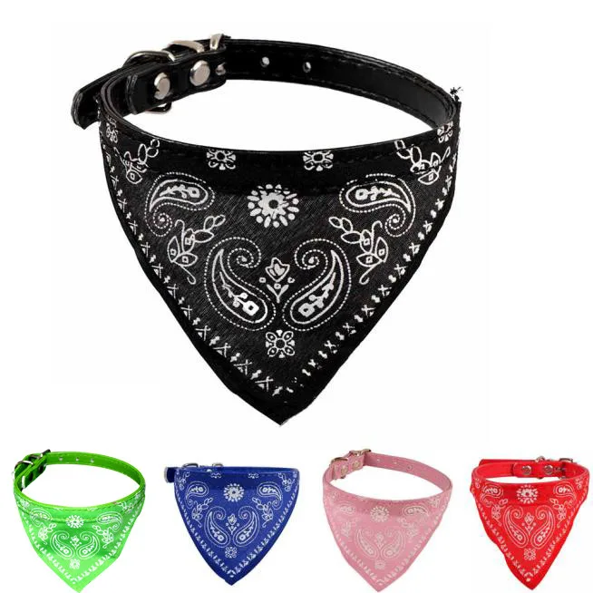 

Adjustable Pet Dog Puppy Cat Neck Scarf Bandana Collar Neckerchief PU Cotton Dress Up Cat Accessories Print Triangular Bandage