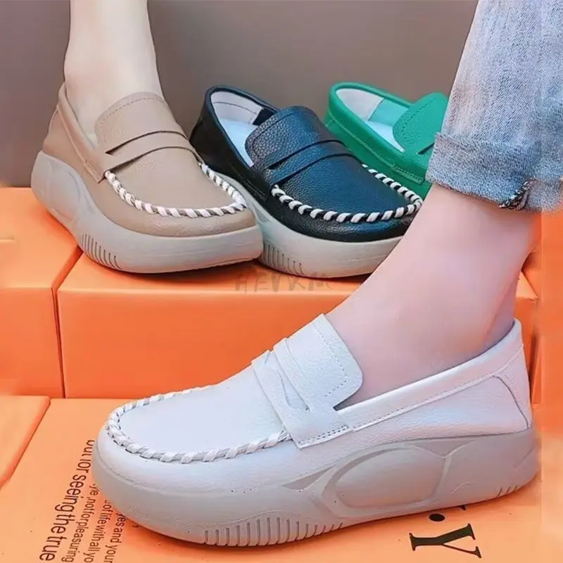 Women Shoes Platform Flats Sports Autumn Spring Fashion New 2022 Sneakers Walking Loafers Casual Running Hiking Pu Leather Shoes