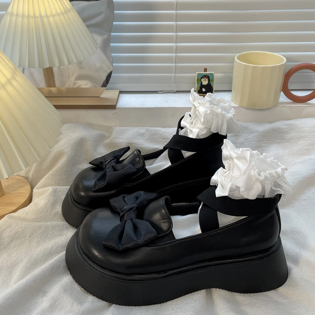 

Туфли женские на платформе и толстом каблуке, элегантные, с бантом, униформа JK, в японском стиле ретро, Стиль Мэри Джейн, Студенческая обувь д...