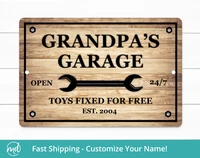 grandpas garage sign personalized garage sign sign for grandpa fathers day gift for grandpa custom aluminum sign garage