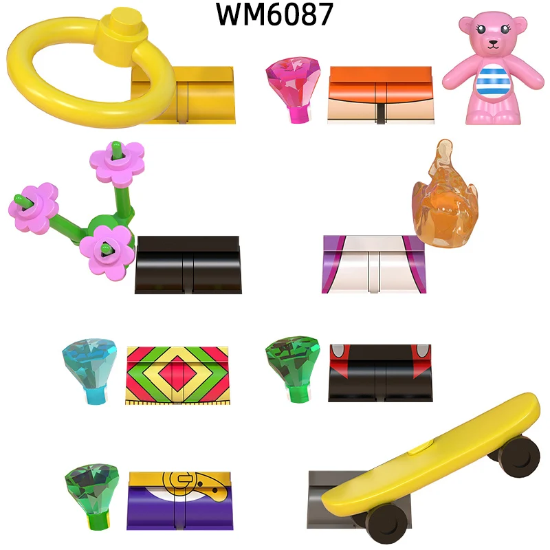 Фигурки цветы скейтборд оружие брюки детали для волос модель блоки MOC набор