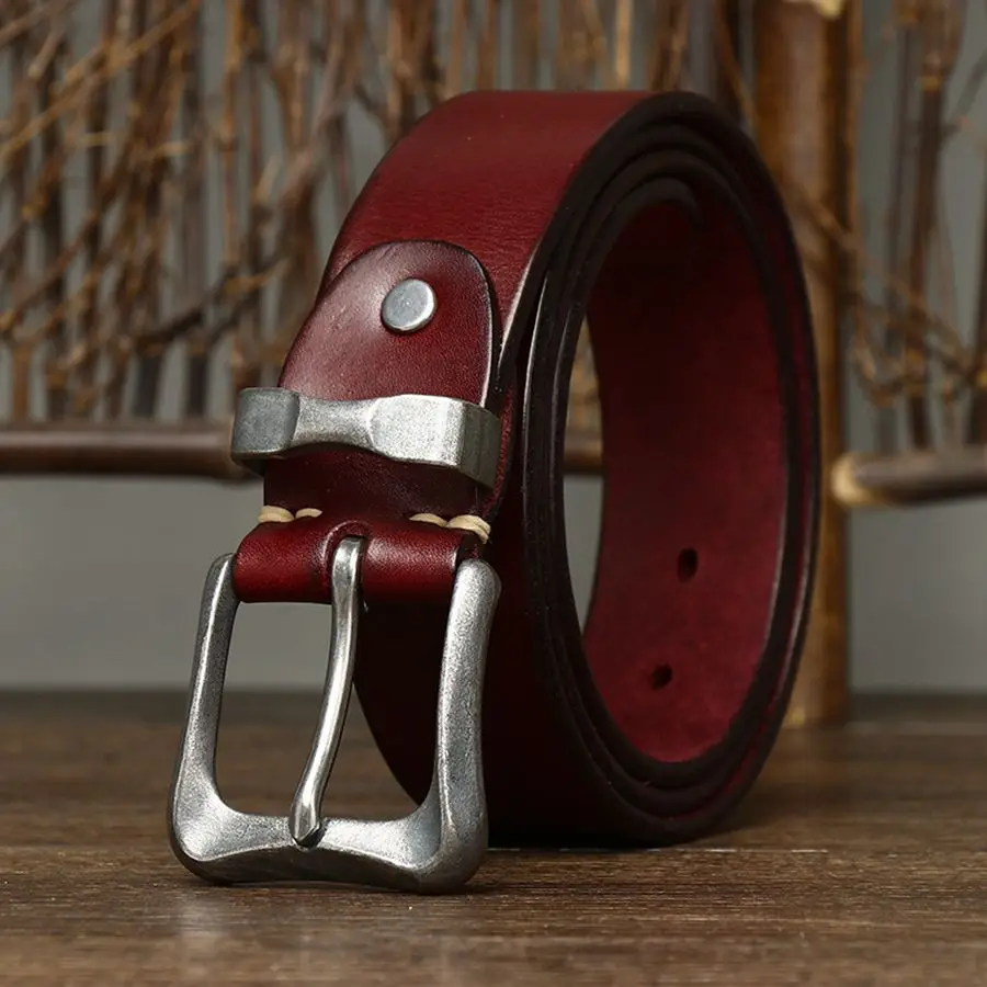 Luxury Male Strape Fashion Full Grain Leather Belts for Men New Vintage Pin Buckle Waistband Width:3.8cm