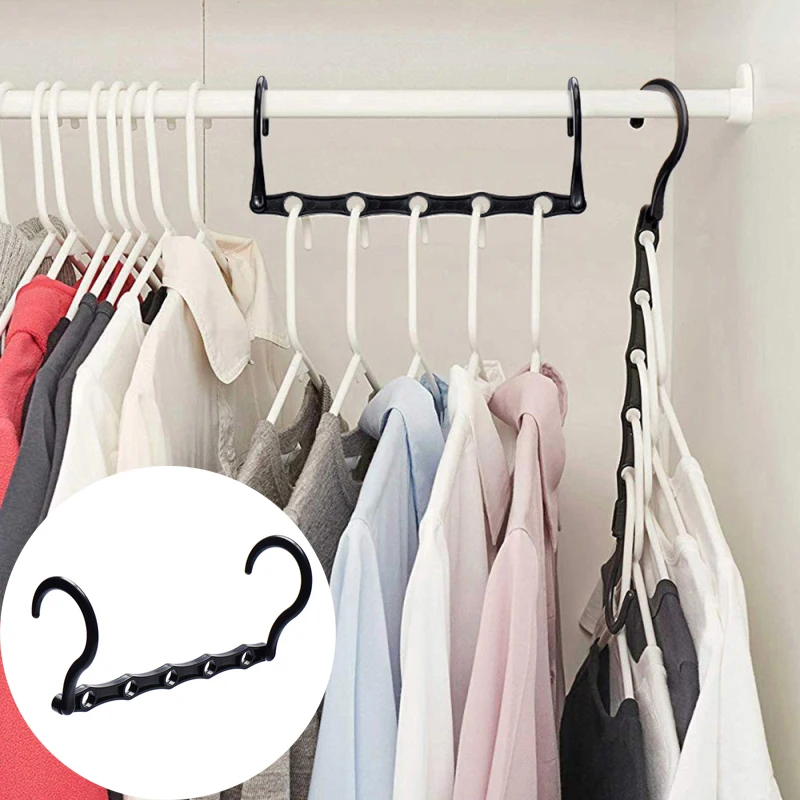 5 Hole Magic Clothes Hanger Multi-function Durable Folding Rack Rotating Clothes Hangers Wardrobe Drying Self Home Organizer