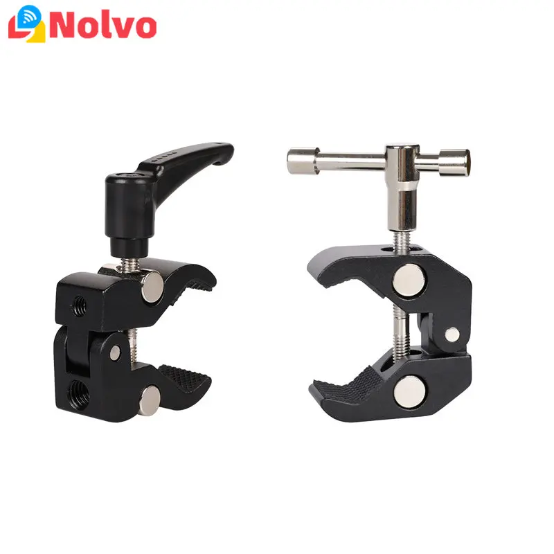 

1/4" 3/8" Screw Mount Adapter Metal Super Clamp Crab Claw Clip For Camera Tripod Monopod Desk Table Magic Arm Bracket
