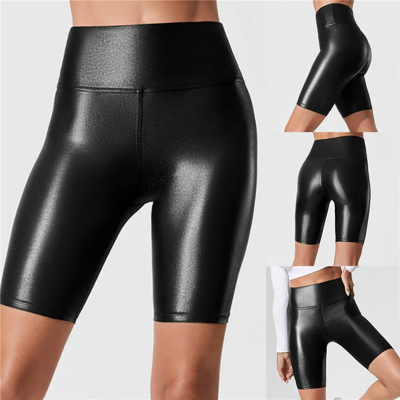 

Women High Waist Faux Leather Shorts Sexy Slim Solid Black Summer Short Pants Casual Fashion Elastic PU Shorts
