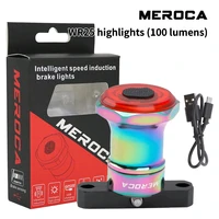 meroca new wr25 bicycle smart sensor brake light usb rechargeable ipx6 waterproof 56g cob led intelligent sensing
